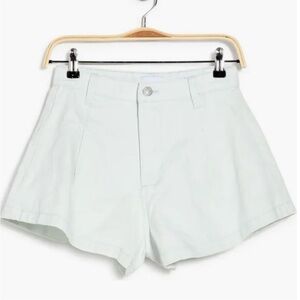 WeWoreWhat Trumpet Flare Denim Shorts in Super Bleached High Waist Light Blue 25